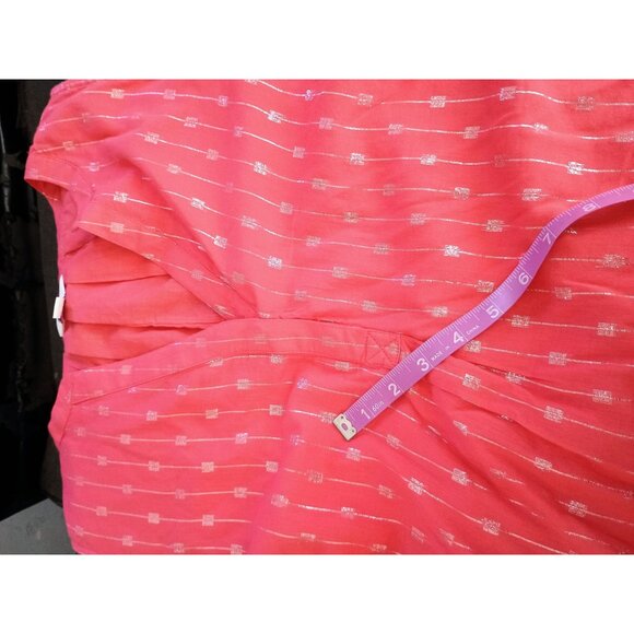 Crown & Ivy Womens Sleeveless Coral Pink Silver Print‎ Tunic Blouse 2X - Picture 5 of 6